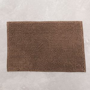 Tapete para Banheiro Retangular Chenille 40x60cm Marrom - Comoditá