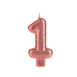 Vela de Aniversário Glitter Número 1 Bronze - Silver Plastic