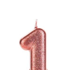 Vela de Aniversário Glitter Número 1 Bronze - Silver Plastic