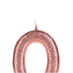 Vela de Aniversário Glitter Número 0 Bronze - Silver Plastic