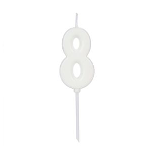 Vela de Aniversário Pick Número 8 Branca - Silver Plastic