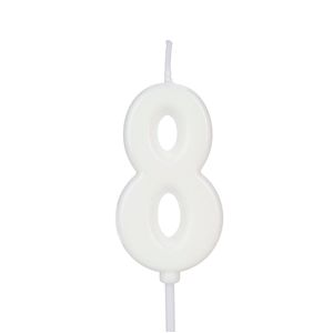 Vela de Aniversário Pick Número 8 Branca - Silver Plastic