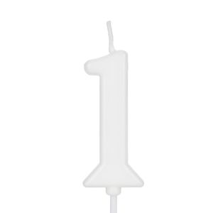 Vela de Aniversário Pick Número 1 Branca - Silver Plastic