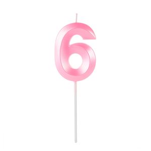 Vela de Aniversário Número 6 Perolizada Rosa - Silver Plastic