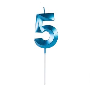 Vela de Aniversário Número 5 Perolizada Azul - Silver Plastic