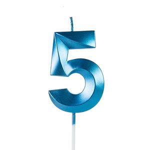 Vela de Aniversário Número 5 Perolizada Azul - Silver Plastic