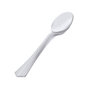 Colher de Plástico Clássica Kit com 10 Unidades Prata - Silver Plastic