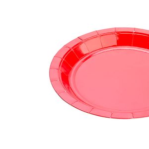 Prato Descartável 18cm Liso Kit com 10 Unidades Vermelho - Silver Plastic