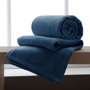 Manta Microfibra Casal Azul Marinho - Corttex