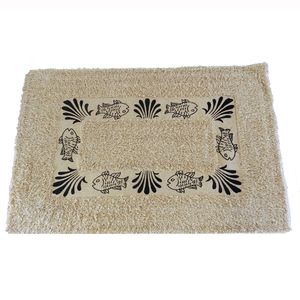 Tapete de Banheiro Retangular Peixinho 40x60cm Bege - Comoditá