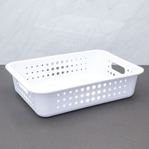 Kit Com 2 Cestas Organizadoras Retangular Baixa 10x41cm Branca - Martiplast