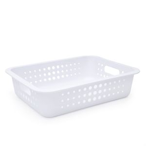 Cesta Organizadora Retangular Baixa 10x41cm Branca - Martiplast