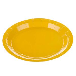 Prato Descartável 18cm Liso Kit com 10 Unidades Amarelo - Silver Plastic