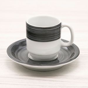 Xícara de Café com Pires Cilíndrica 70mL Preta - Schmidt