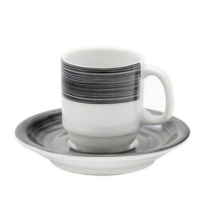 Xícara de Café com Pires Cilíndrica 70mL Preta - Schmidt
