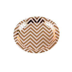 Prato Descartável 18cm Kit com 10 Unidades Chevron Dourado - Silver Plastic