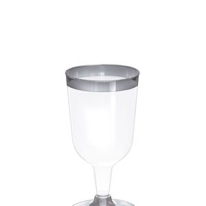 Taça de Vinho De Plástico Kit com 12 Unidades 210mL Prata - Silver Plastic