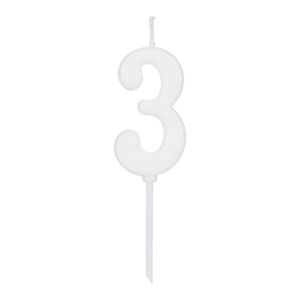 Vela de Aniversário Pick Número 3 Branca - Silver Plastic