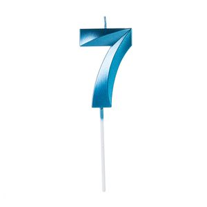 Vela de Aniversário Número 7 Perolizada Azul - Silver Plastic
