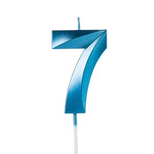Vela de Aniversário Número 7 Perolizada Azul - Silver Plastic