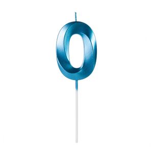 Vela de Aniversário Número 0 Perolizada Azul - Silver Plastic