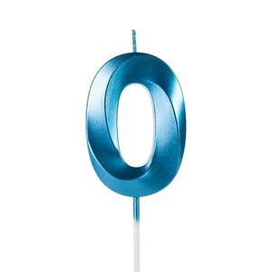 Vela de Aniversário Número 0 Perolizada Azul - Silver Plastic