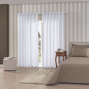 Cortina para Sala / Quarto Rústica Pantex 3,6 X 2,5m Branco - Bella Janela
