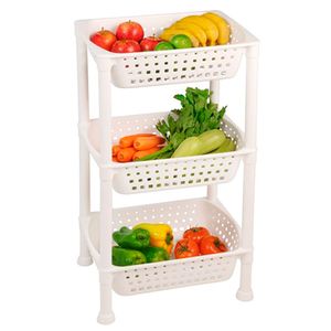 Fruteira de Chão com 3 Bandejas Branca - Ordene