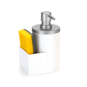 Porta Detergente e Bucha 600mL Branco E Cromo - Arthi