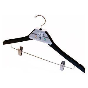Cabide com Clips Wood Preto - Vizapi