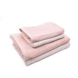 Jogo de Toalhas Amalfi 4 Peças Branco e Rosa - Karsten