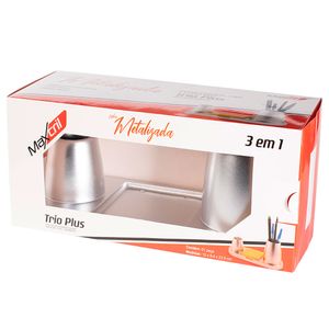 Organizador de Mesa Plus Metalizado Prata - Waleu
