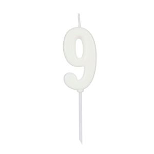 Vela de Aniversário Pick Número 9 Branca - Silver Plastic