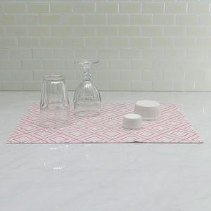 Tapete Escorredor de Louças Vermelho e Branco - Comoditá