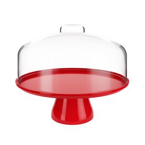 Boleira com Tampa Cake Vermelha 32cm - Coza