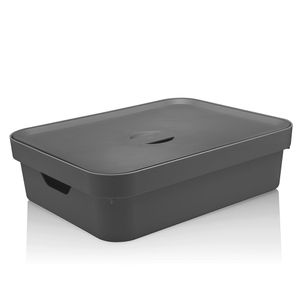 Caixa Organizadora Cube Retangular com Tampa 16l Chumbo - Martiplast