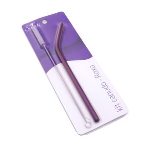 Canudo de Metal Curvo 21,5cm Roxo - Salute