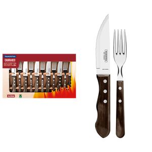 Faqueiro 12 Peças Churrasco Jumbo Polywood Castanho - Tramontina