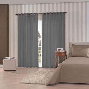 Cortina para Sala / Quarto Rústica Pantex 4,2 X 2,5m Titânio - Bella Janela