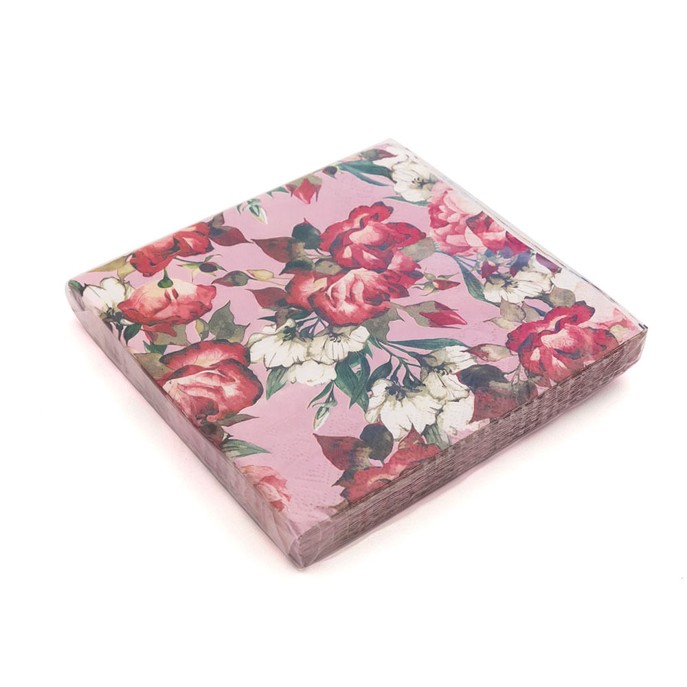 Chuloong] guardanapo floral de papel para festa, guardanapo estampado com  rosas menores, fornece 5 pacotes de 25cm * 25cm (20 tamanhos) - AliExpress