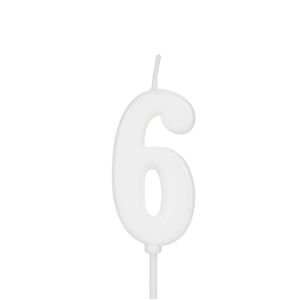 Vela de Aniversário Pick Número 6 Branca - Silver Plastic