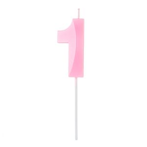 Vela de Aniversário Número 1 Perolizada Rosa - Silver Plastic