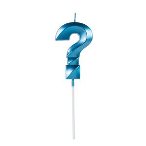 Vela de Aniversário Interrogação Perolizada Azul - Silver Plastic
