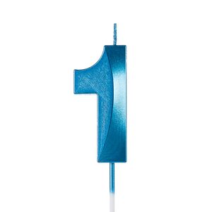 Vela de Aniversário Número 1 Perolizada Azul - Silver Plastic
