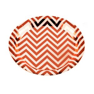 Prato Descartável 18cm Kit com 10 Unidades Chevron Bronze - Silver Plastic