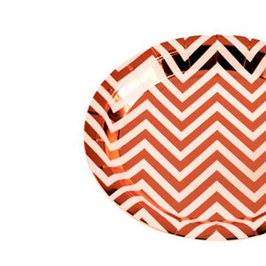 Prato Descartável 18cm Kit com 10 Unidades Chevron Bronze - Silver Plastic