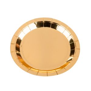 Prato Descartável 18cm Liso Kit com 10 Unidades Dourado - Silver Plastic