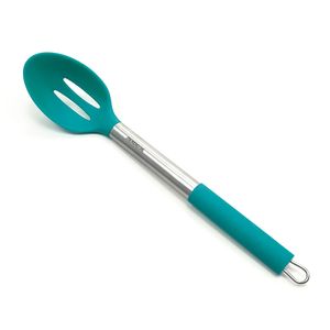 Colher de Silicone Perfurada Azul Tiffany com Cabo De Inox - Meridional