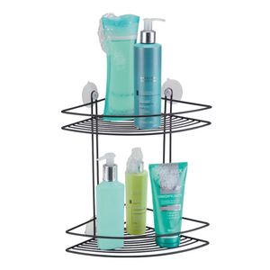 Porta Shampoo Cantoneira Dupla com Ventosas Black - Arthi