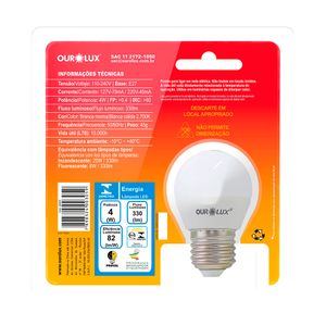 Lâmpada Superled Bolinha S30 4w Bivolt - Ourolux